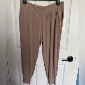 Cozy Earth Bamboo Rib-Knit Women’s Taupe Jogger Lounge Pants - Relaxed Fit XL